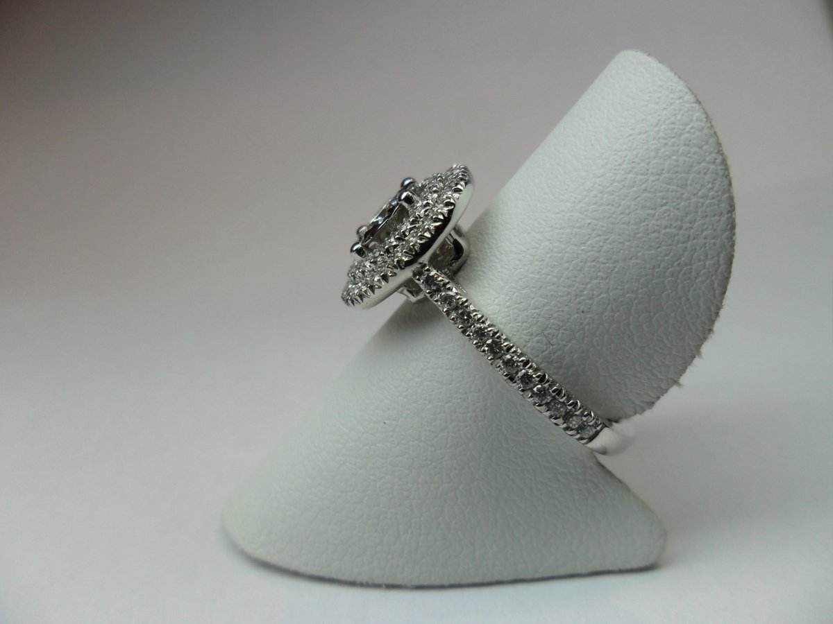 Dubbel Cirkel Halo Ring Breed Witgoud